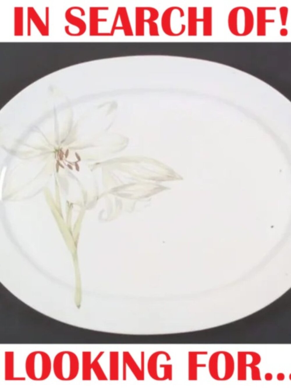 ISO Corelle White Flower Serving Platter